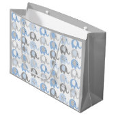 Grote Gift Bag - Blauwe en grijze Olifanten Groot Cadeauzakje (Voorkant Gekanteld)