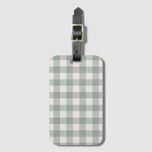 Grote gingham cheques plaid licht salie groen bagagelabel (Voorkant (verticaal))