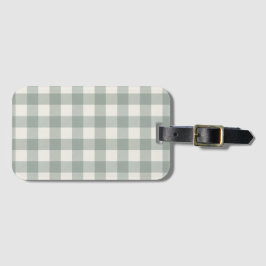 Grote gingham cheques plaid licht salie groen bagagelabel