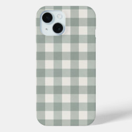 Grote gingham cheques plaid licht salie groen iPhone 15 case