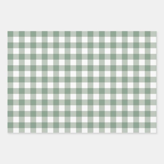 Grote Gingham Patten in Sage Groen, Perzik, Geel Inpakpapier Vel (Voorkant)