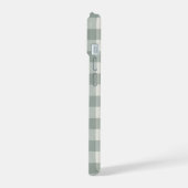 Grote gingham ruiten lichte saliegroen iPhone 15 case (Linkerkant)