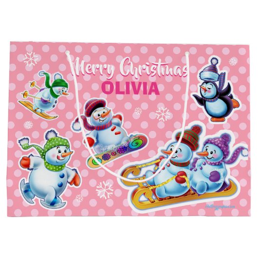 Grote glanzende geschenktas Winter Wonderland Snow Groot Cadeauzakje (Achterkant)