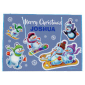 Grote glanzende geschenktas Winter Wonderland Snow Groot Cadeauzakje (Achterkant)