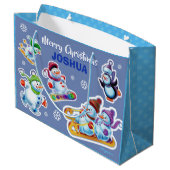 Grote glanzende geschenktas Winter Wonderland Snow Groot Cadeauzakje (Achterkant Gekanteld)