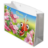 Grote glanzende geschenkzak Lieveheersbeestje & vr Large Cadeautasje (Achterkant Gekanteld)