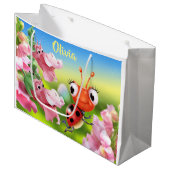 Grote glanzende geschenkzak Lieveheersbeestje & vr Large Cadeautasje (Voorkant Gekanteld)