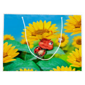 Grote glanzende geschenkzak slaperig lieveheersbee groot cadeauzakje (Achterkant)