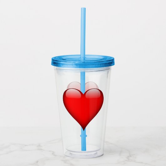 Grote Glanzende Hartvorm Acryl Drinkbeker (Voorkant)