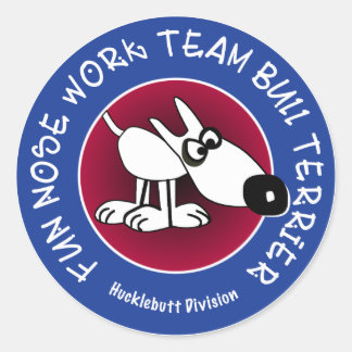 Grote glanzende sticker voor Hucklebutt Division