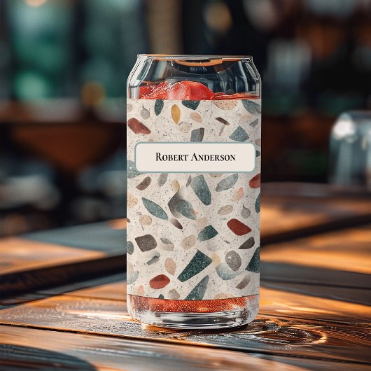 Grote glazen chips Retro Terrazzo patroon Kan glas