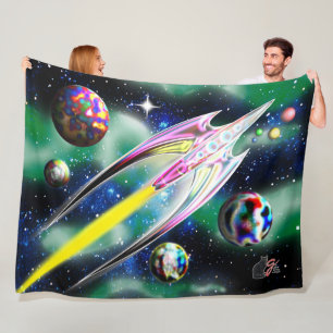 Grote glazen raket horizontaal fleece deken