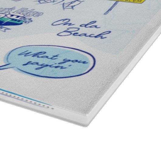 Grote glazen snijplank - "ABC's of Hope Town" (Hoek)