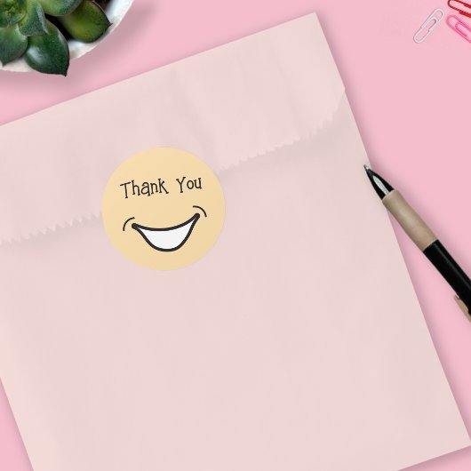 Grote glimlach Schattige en kleurrijk Dank u Stick Ronde Sticker