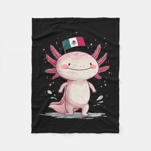 Grote glimlachende Axolotl kostuum Fleece Deken (Voorkant)
