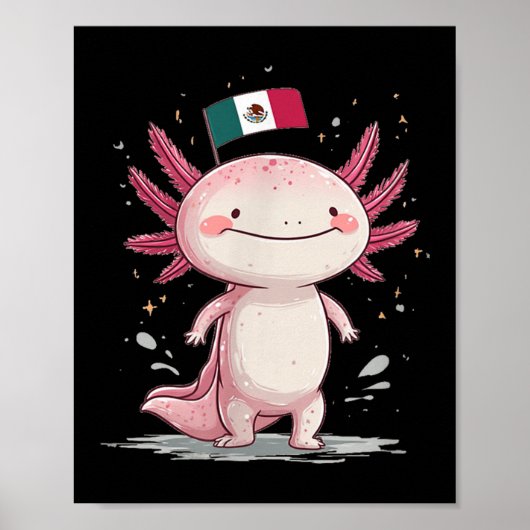 Grote glimlachende Axolotl kostuum Poster (Voorkant)