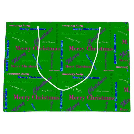 Grote Glossy Groene Kerstcadeau Tas Groot Cadeauzakje (Voorkant)
