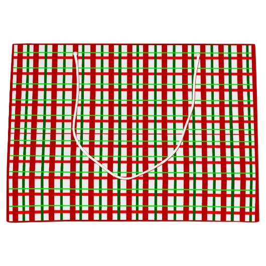 Grote Glossy Plaid Christmas Gift Bag Groot Cadeauzakje (Voorkant)