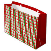 Grote Glossy Plaid Christmas Gift Bag Groot Cadeauzakje (Achterkant Gekanteld)
