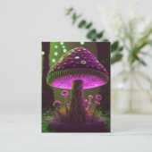 Grote Glowy Mushroom - Groen & Fuchsia Briefkaart (Staand voorkant)