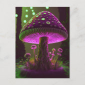 Grote Glowy Mushroom - Groen & Fuchsia Briefkaart (Voorkant)