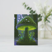 Grote Glowy Mushroom - Groen & Indigo Briefkaart (Staand voorkant)