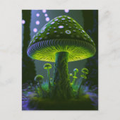 Grote Glowy Mushroom - Groen & Indigo Briefkaart (Voorkant)