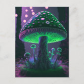 Grote Glowy Mushroom - Groen & Roze Briefkaart (Voorkant)