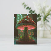 Grote Glowy Mushroom - Groen & Sinaasappel Briefkaart (Staand voorkant)