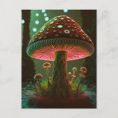 Grote Glowy Mushroom - Groen & Sinaasappel Briefkaart (Voorkant)