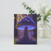 Grote Glowy Mushroom - Indigo & Geel Briefkaart (Staand voorkant)