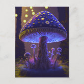 Grote Glowy Mushroom - Indigo & Geel Briefkaart (Voorkant)