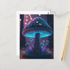 Grote Glowy Mushroom - Paarse & Blauw Briefkaart