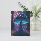 Grote Glowy Mushroom - Paarse & Blauw Briefkaart (Staand voorkant)