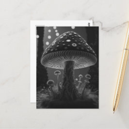 Grote Glowy Mushroom - Zwart & Wit Briefkaart
