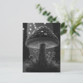 Grote Glowy Mushroom - Zwart & Wit Briefkaart (Staand voorkant)