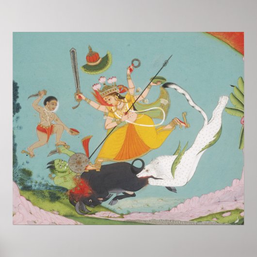 Grote Godin Durga die de Buffeldemon doodt Poster (Voorkant)