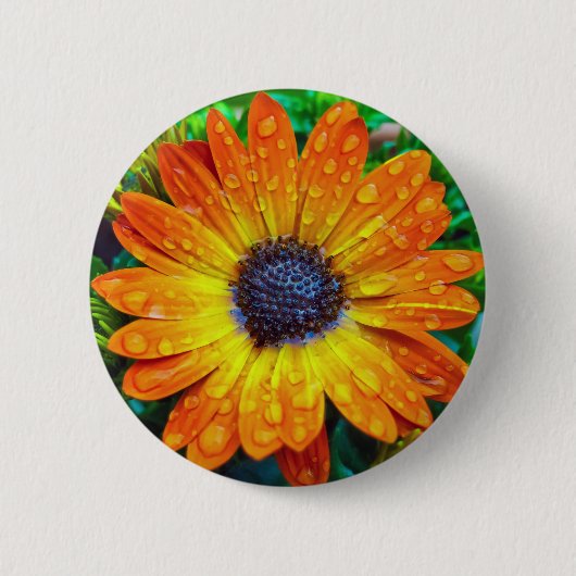 Grote Golden Flower close Ronde Button 5,7 Cm (Voorkant)