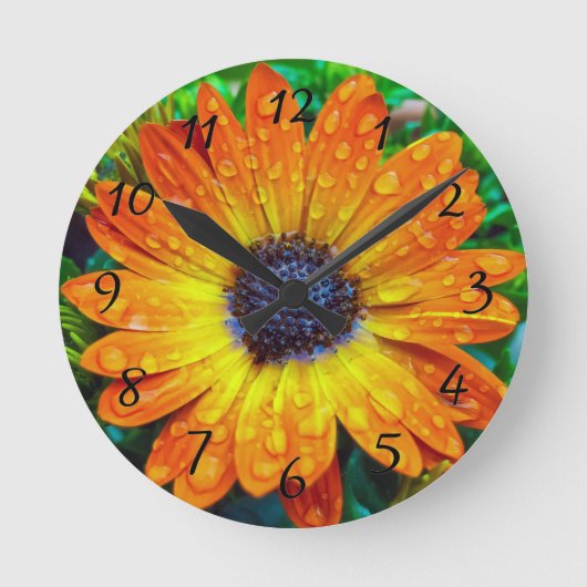 Grote Golden Flower close Ronde Klok (Voorkant)