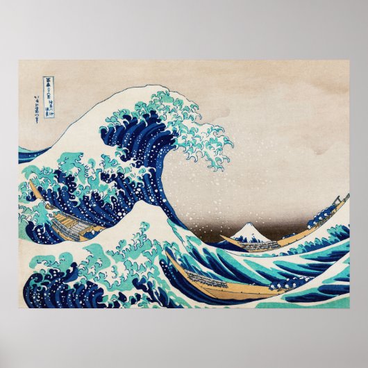 Grote golf bij Kanagawa Katsushika Hokusai Poster (Voorkant)