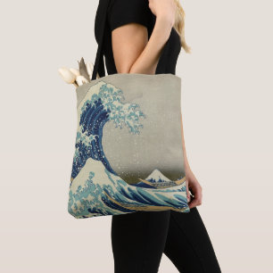 Grote golf bij Kanagawa van Hokusai Tote Bag