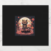 Grote golf en Sakura_ Halloween zwarte kat kunst Sparkling Wijnetiket (Enkel label)