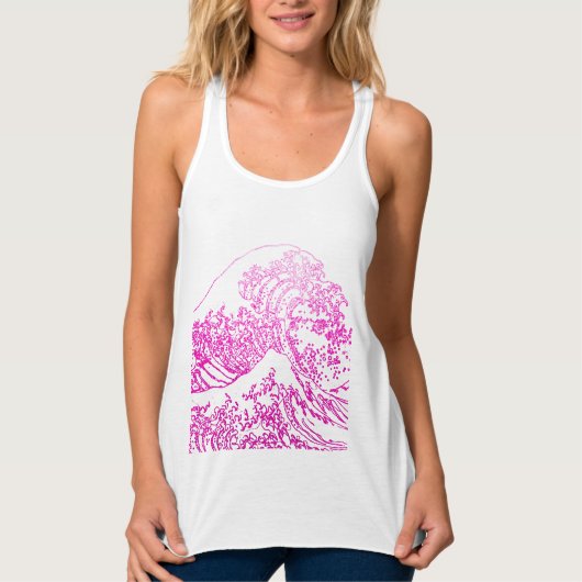Grote Golf Hokusai, Heet Roze Tanktop (Voorkant)