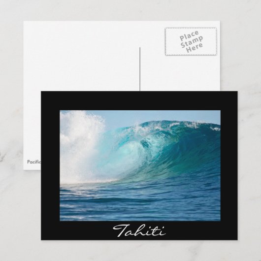 Grote golf in de Stille Oceaan breekt in Tahiti Briefkaart (Voorkant / Achterkant)