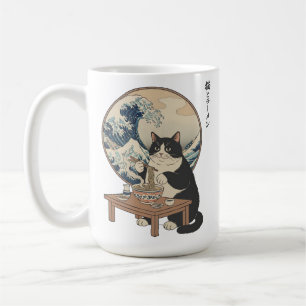 Grote Golf Japanse Kat Eet Ramen Grappige Kunst Koffiemok