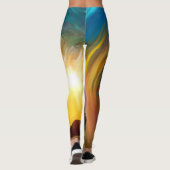 Grote golf met zonsondergang en abstracte wervelin leggings (Achterkant)