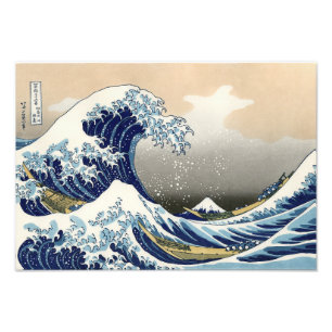 Grote golf off Kanagawa Hokusai Foto Afdruk