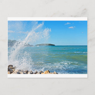 Grote golf op de blauwe zee briefkaart
