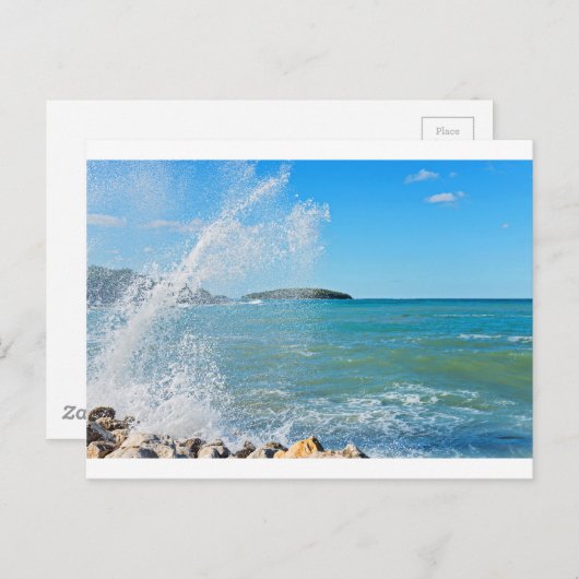 Grote golf op het blauwe zee briefkaart (Voorkant / Achterkant)