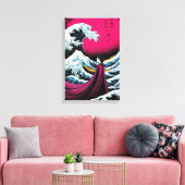 Grote golf remix met elegante Japanse vrouw Canvas Afdruk (Insitu (Woonkamer))